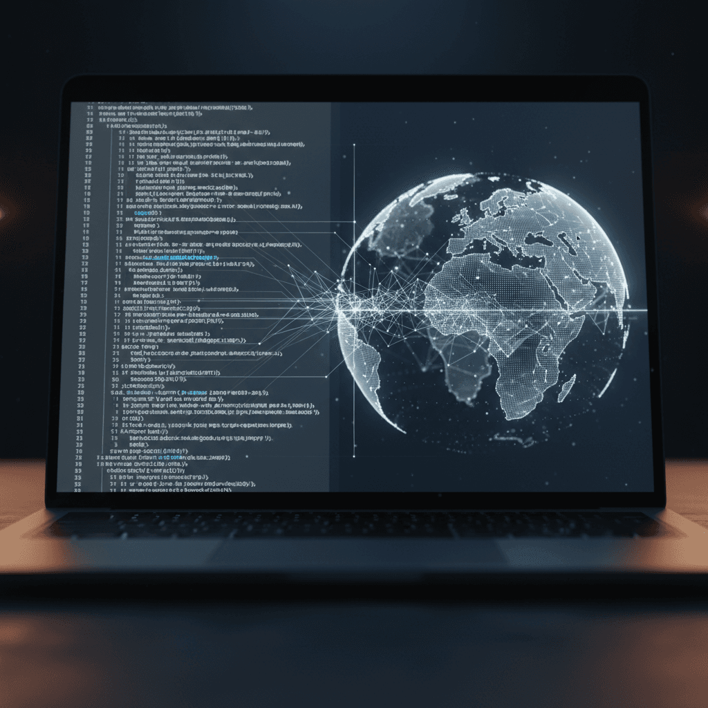 Data mapping process connecting country ccTLD counts to 3D globe visualization