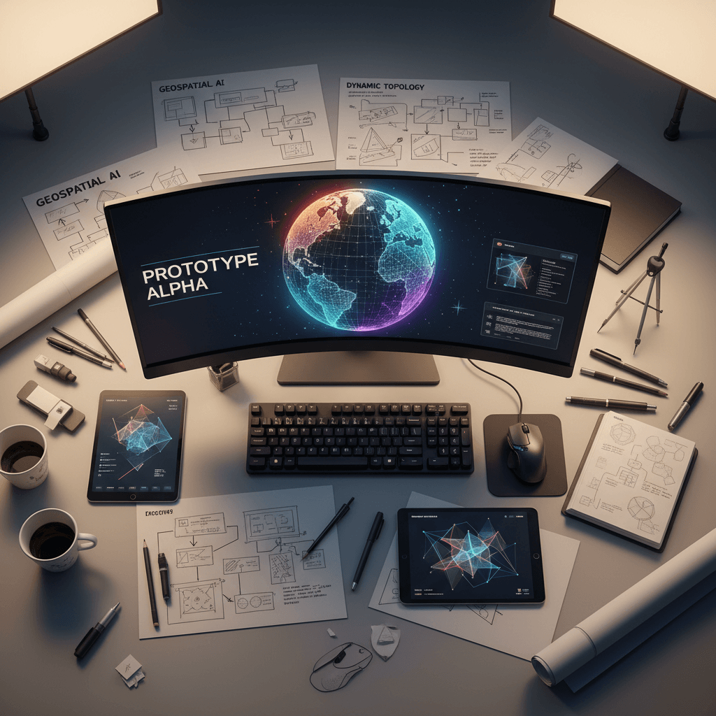JMC London studio workspace showing 3D globe development in progress
